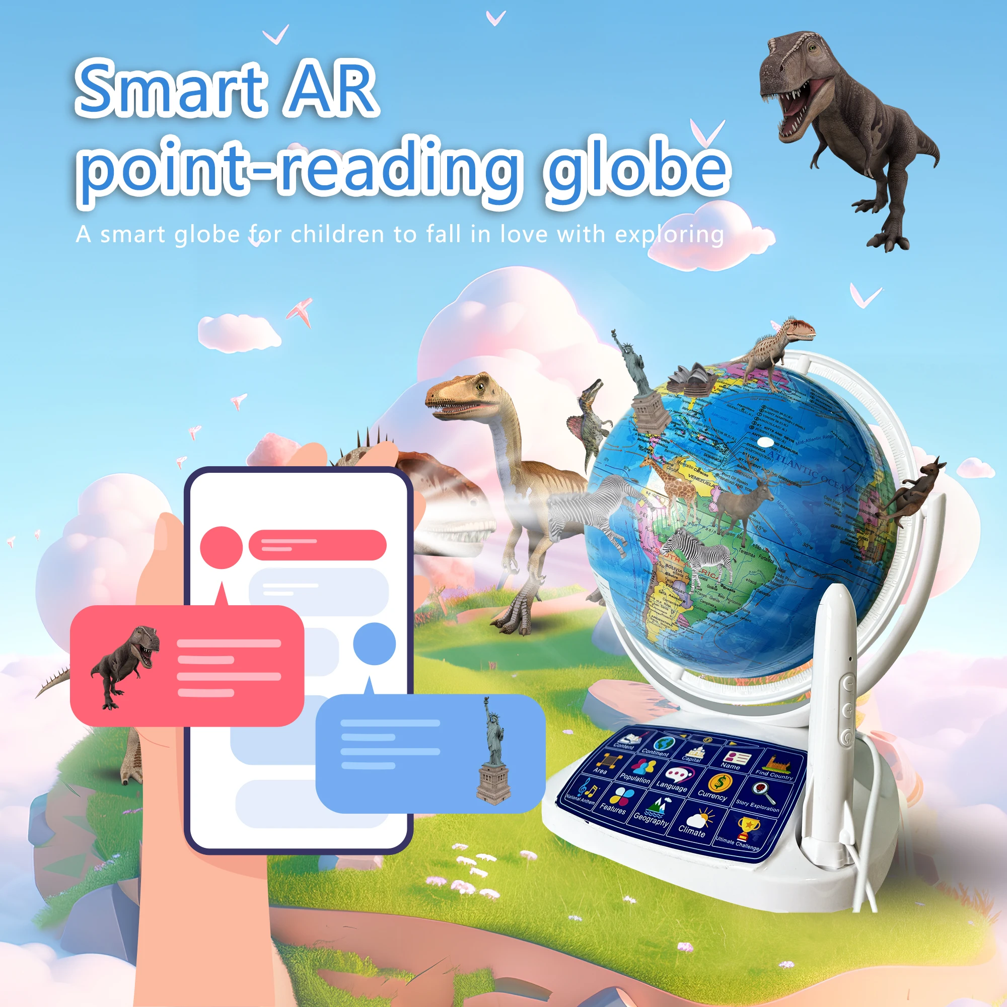 Educational Globe For Kids - Globo Interativo AR para Crianças, Brinquedo
